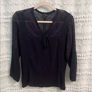 Black Lace Detail Women's Top